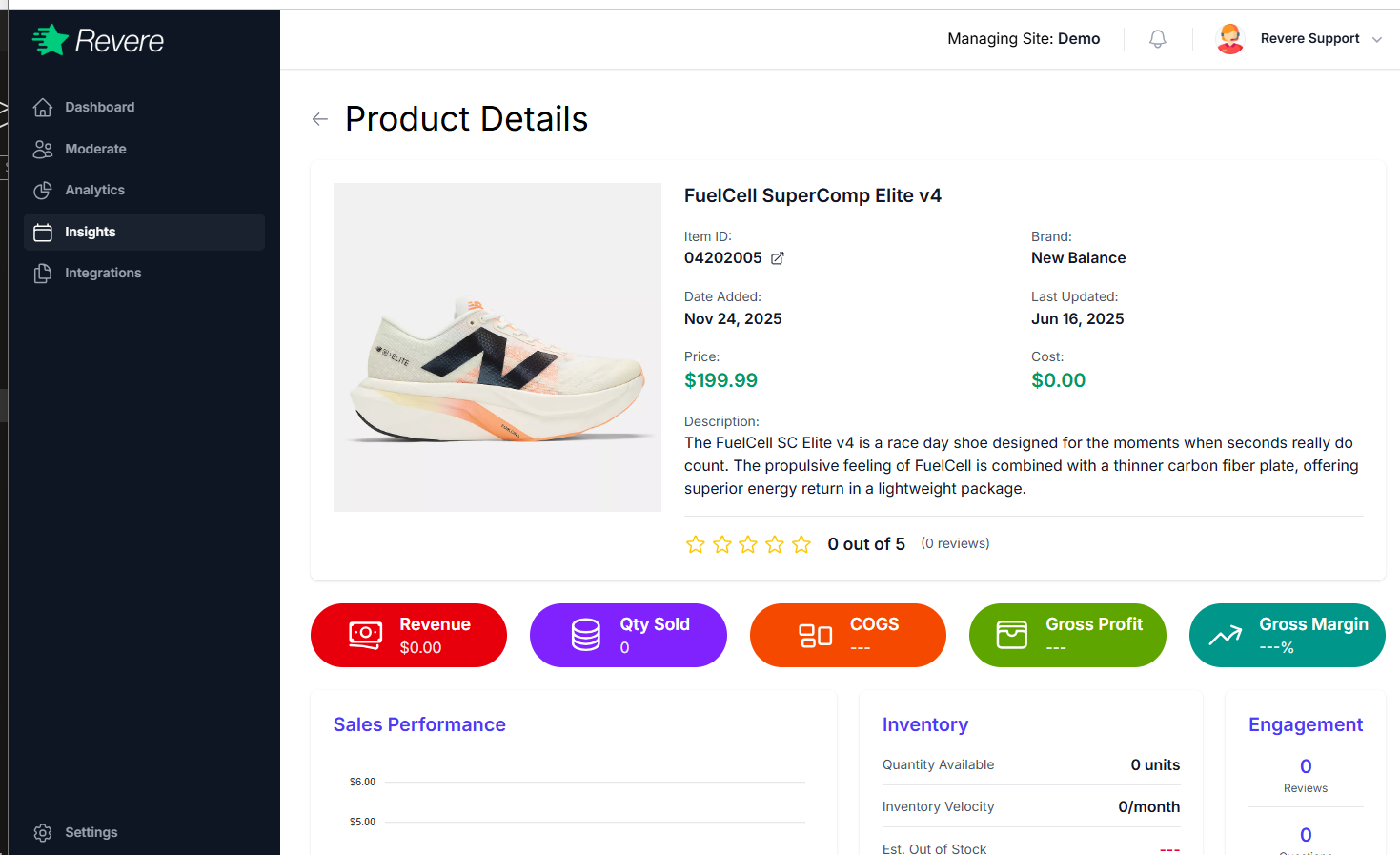 Product Insights detail view